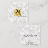 Marmorschwarz und Gold Modernes Monogramm Quadratische Visitenkarte (Vorne/Hinten)