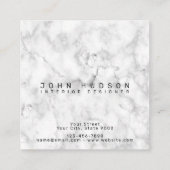 Marmorschwarz und Gold Modernes Monogramm Quadratische Visitenkarte (Rückseite)