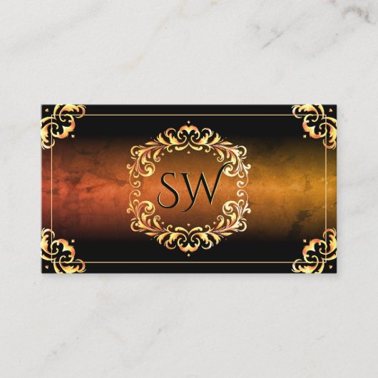 Marmorschwarz und goldenes Dekor mit Monogram Luxu Visitenkarte (Vorderseite)
