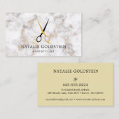 Marmorschwarz und Goldschere Haarstylist Visitenkarte (Vorne/Hinten)