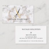 Marmorschwarz und Goldschere Haarstylist Visitenkarte (Vorne/Hinten)