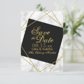 Marmorschwarz und Imitate Gold Save the Date Hochz Einladung (Stehend Vorderseite)