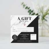 Marmorschwarzer Block-Geschenkgutschein (Stehend Vorderseite)