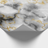 Marmorschwarzer Goldstein sieht elegant aus Party Geschenkpapier (Ecke)