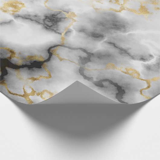 Marmorschwarzer Goldstein sieht elegant aus Party Geschenkpapier (Ecke)