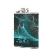 Marmorseide Fraktal Aquamarin ID717 Flachmann (Links)