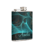 Marmorseide Fraktal Aquamarin ID717 Flachmann (Rechts)