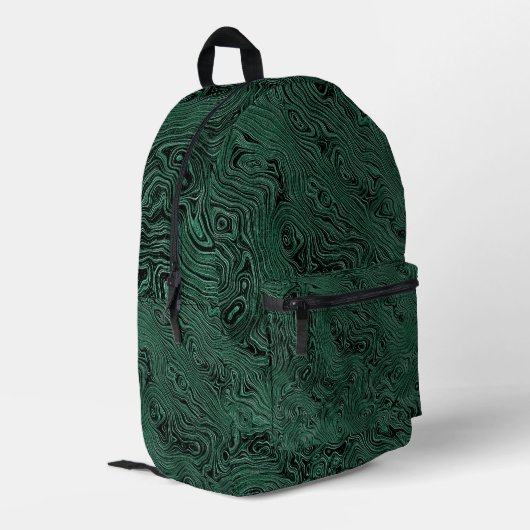 Marmorseidenmoirmuster im Waldgrün Bedruckter Rucksack (Rückseitige Ecke links)