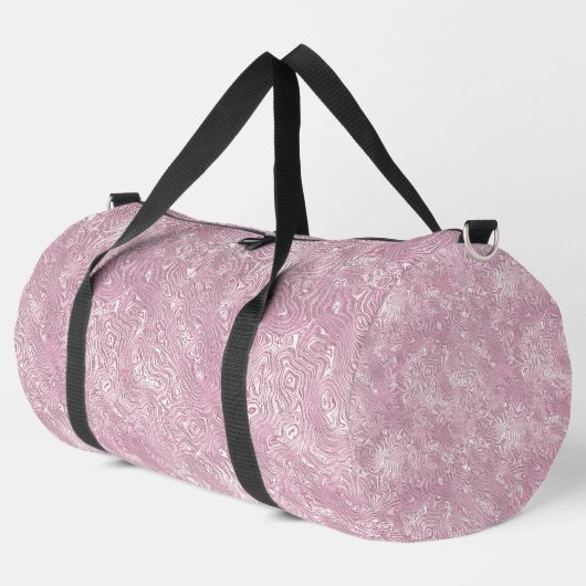 Marmorseidenmoirmuster in trostlosem Rosa Duffle Bag (Linke Ecke)
