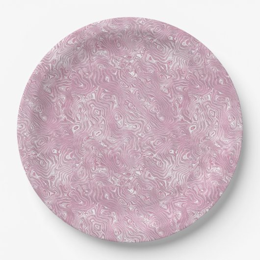 Marmorseidenmoirmuster in trostlosem Rosa Pappteller (Vorderseite)
