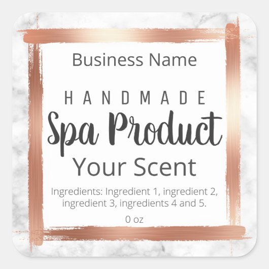 Marmorseife Körper Scrub Bath Bomb Soak Labels Quadratischer Aufkleber (Vorderseite)