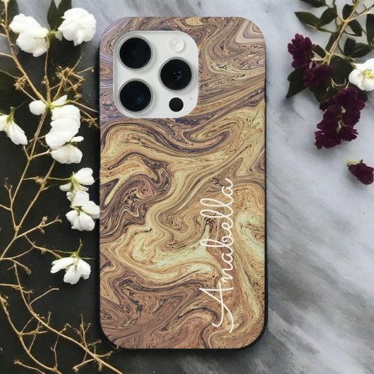 Marmorskript boho retro rostigen Gold Kupfer Ocker Case-Mate iPhone Hülle