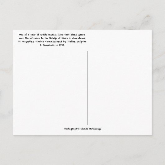 Marmorskulptur an der Brücke von Lions St. Augusti Postkarte (Rückseite)