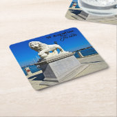 Marmorskulptur an der Brücke von Lions St. Augusti Rechteckiger Pappuntersetzer (angewinkelt)