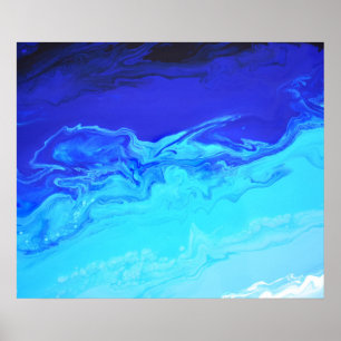 Marmorskulptur Navy Sapphire Blue Water Fluid Marb Poster