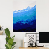 Marmorskulptur Navy Sapphire Blue Water Fluid Marb Poster (Heimbüro)