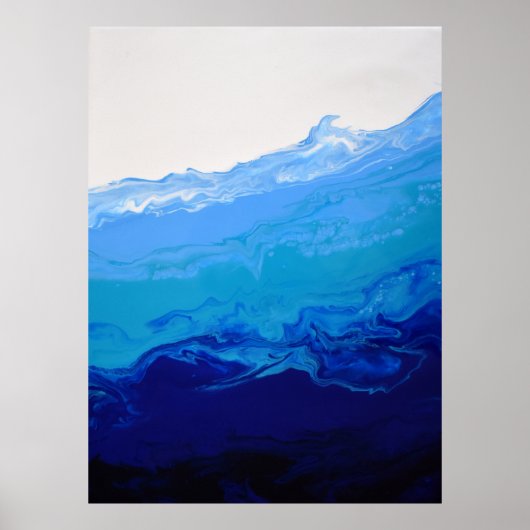 Marmorskulptur Navy Sapphire Blue Water Fluid Marb Poster (Vorne)