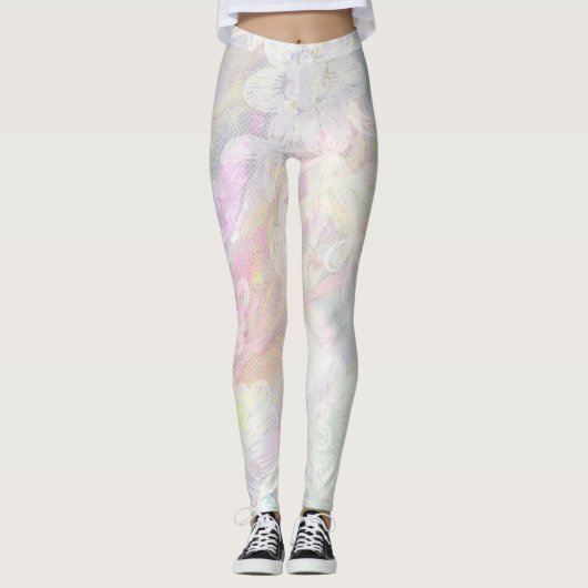 *~* Marmorspitze-schillernde Pastellrosa-Blues Leggings (Vorderseite)