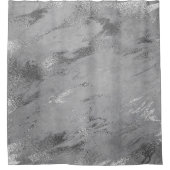 Marmorstein Abstrakt Silver Gray Metallic Strokes Duschvorhang (Vorderseite)