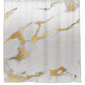 Marmorstein Abstrakt Weiß GrauSilver Metal Gold Duschvorhang (Vorderseite)