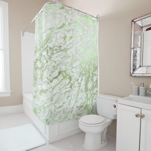 Marmorstein Abstrakt White Carrara Minze Green Duschvorhang (Beispiel)
