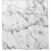 Marmorstein Abstrakt White Carrara Silver Grau Duschvorhang (Vorderseite)