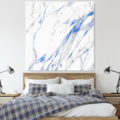 Marmorstein Abstrakt White Gray Carrara Blue Navy Leinwanddruck (Insitu (Schlafzimmer))