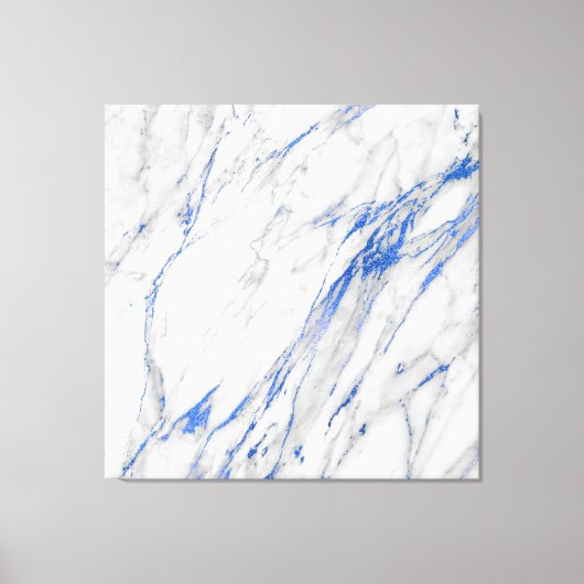 Marmorstein Abstrakt White Gray Carrara Blue Navy Leinwanddruck (Vorderseite)