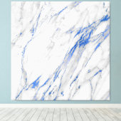 Marmorstein Abstrakt White Gray Carrara Blue Navy Leinwanddruck (Insitu (Holzboden))