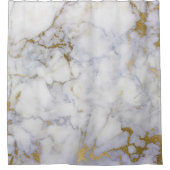 Marmorstein Abstrakt White Gray Gold Carrara Lux Duschvorhang (Vorderseite)