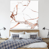 Marmorstein Abstrakte Rose Gold Weißer Graue Kupfe Leinwanddruck (Insitu (Schlafzimmer))