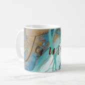 Marmorstein aquamarin türkisblau agate Monogram Kaffeetasse (Vorderseite Links)