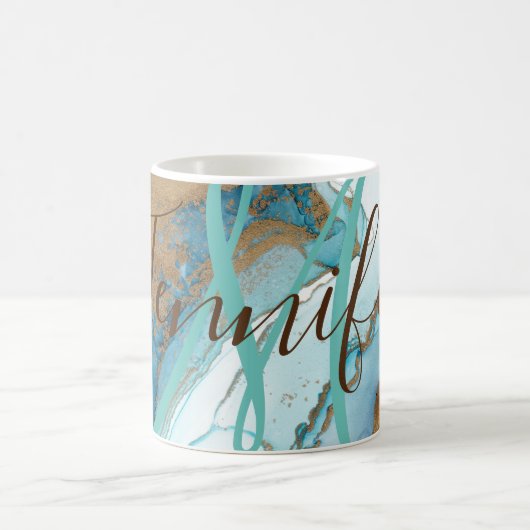 Marmorstein aquamarin türkisblau agate Monogram Kaffeetasse (Mittel)