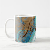 Marmorstein aquamarin türkisblau agate Monogram Kaffeetasse (Links)