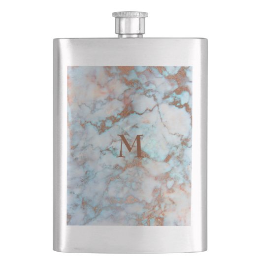 Marmorstein in pastellfarbenen Tönen mit Monogramm Flachmann (Vorderseite)