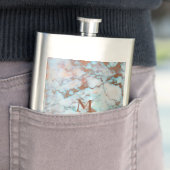 Marmorstein in pastellfarbenen Tönen mit Monogramm Flachmann (Beispiel)