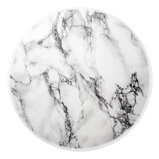 Marmorstein in Weiß und Schwarz Keramikknauf (Vorderseite)