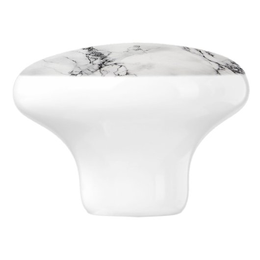 Marmorstein in Weiß und Schwarz Keramikknauf (Seitenansicht)