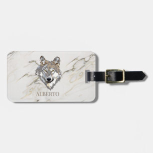 Marmorstein mit Monogramm in Beige Gepäckanhänger