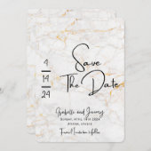 Marmorstein und Gold Save the Date Einladung (Vorne/Hinten)