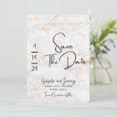 Marmorstein und Gold Save the Date Einladung (Stehend Vorderseite)