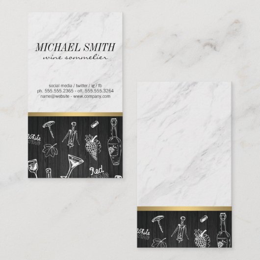 Marmorstein und Holzschnitt Weinmuster Visitenkarte (Vorne/Hinten)