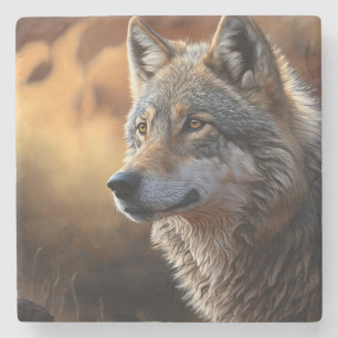 Marmorstein-Unterlage-Wolf Steinuntersetzer