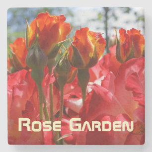 Marmorstein-Unterlagen Rosen Garten Rote Rosen Steinuntersetzer