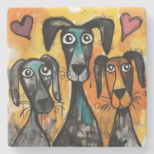 Marmorstein-Unterleger Valentinstag Hund rotes Her Steinuntersetzer