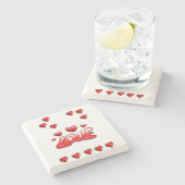 Marmorstein-Unterleger Valentinstag Steinuntersetzer (Seitenansicht)