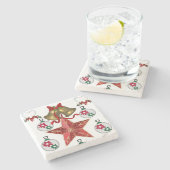 Marmorstein-Unterleger Weihnachten Steinuntersetzer (Seitenansicht)