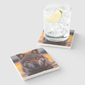 Marmorstein-Unterleger-Wolf Steinuntersetzer (Seitenansicht)