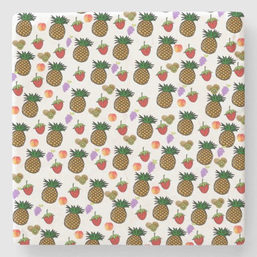 Marmorstein-Untersetzer Ananas Erdbeeren Obst Steinuntersetzer (Vorderseite)