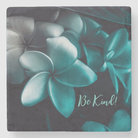 Marmorstein Untersetzer Aquamarine Blume Design (Vorderseite)